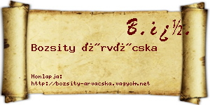 Bozsity Árvácska névjegykártya