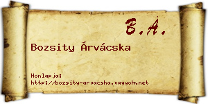 Bozsity Árvácska névjegykártya