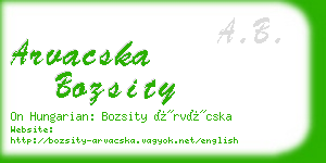arvacska bozsity business card